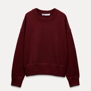 Zara Women's Burgundy Basic Sweatshirt Sweater Size Small S